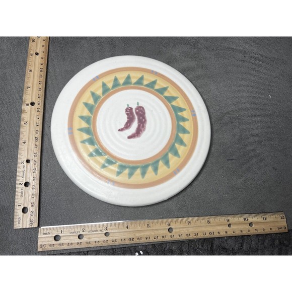 VTG Treasure Craft Taos Tile Trivet Hotplate Chile Peppers Retired - Picture 6 of 6